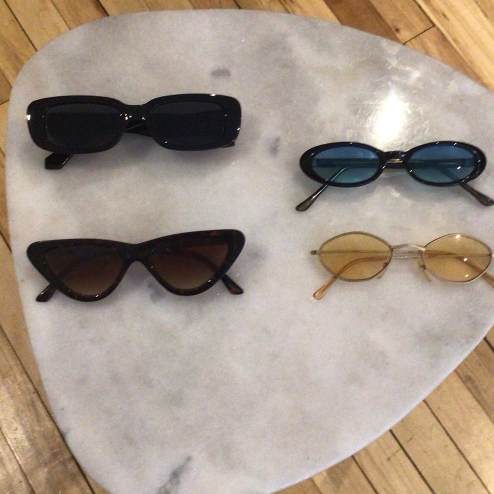 Bundle of 4 Stylish Women's Sunglasses  - Black, Blue, Brown, Gold